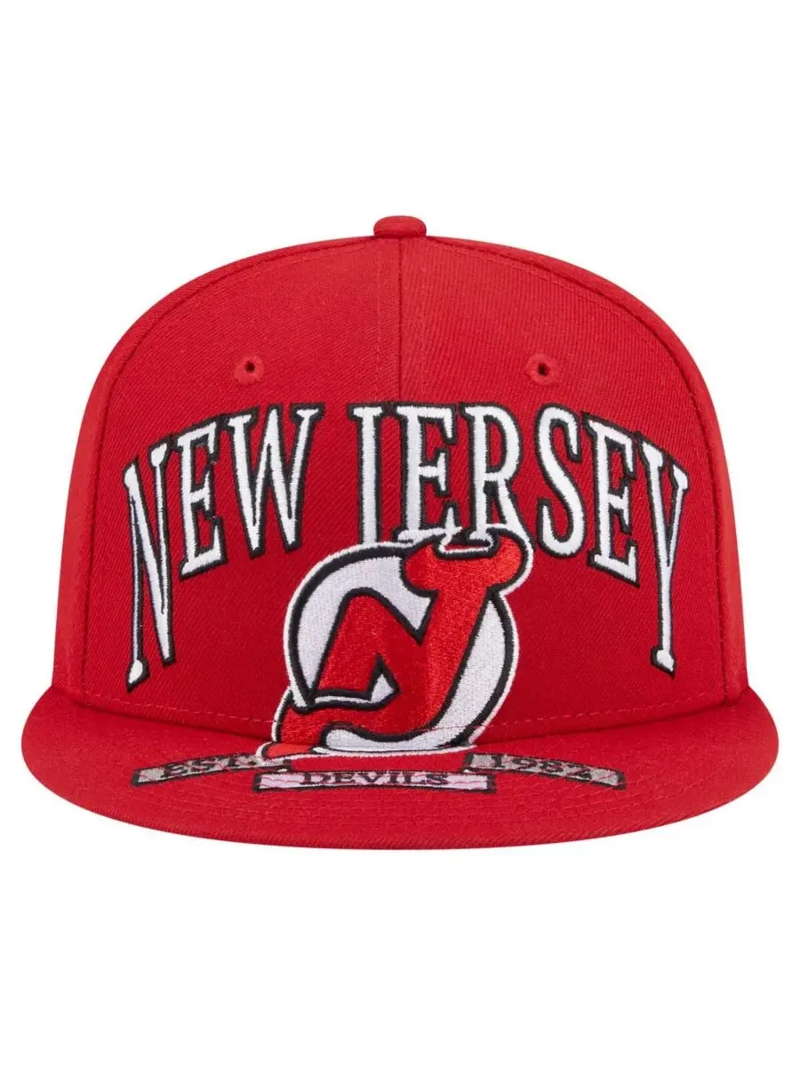 New Era Мужская красная бейсболка New Jersey Devils Oversized Vintage Arch 59Fifty Fitted Hat — изображение 2 из 5, красный