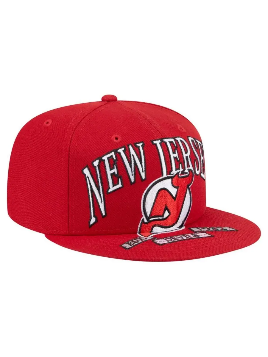 New Era Мужская красная бейсболка New Jersey Devils Oversized Vintage Arch 59Fifty Fitted Hat — изображение 3 из 5, красный
