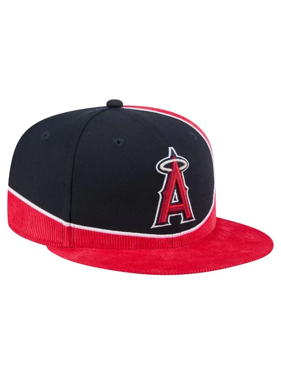 New Era Мужская вельветовая кепка-бейсболка Los Angeles Angels в стиле ретро — изображение 2 из 5, красный темно-синий