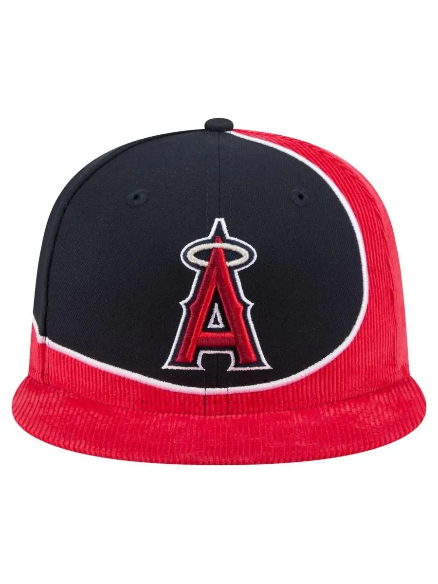 New Era Мужская вельветовая кепка-бейсболка Los Angeles Angels в стиле ретро — изображение 3 из 5, красный темно-синий