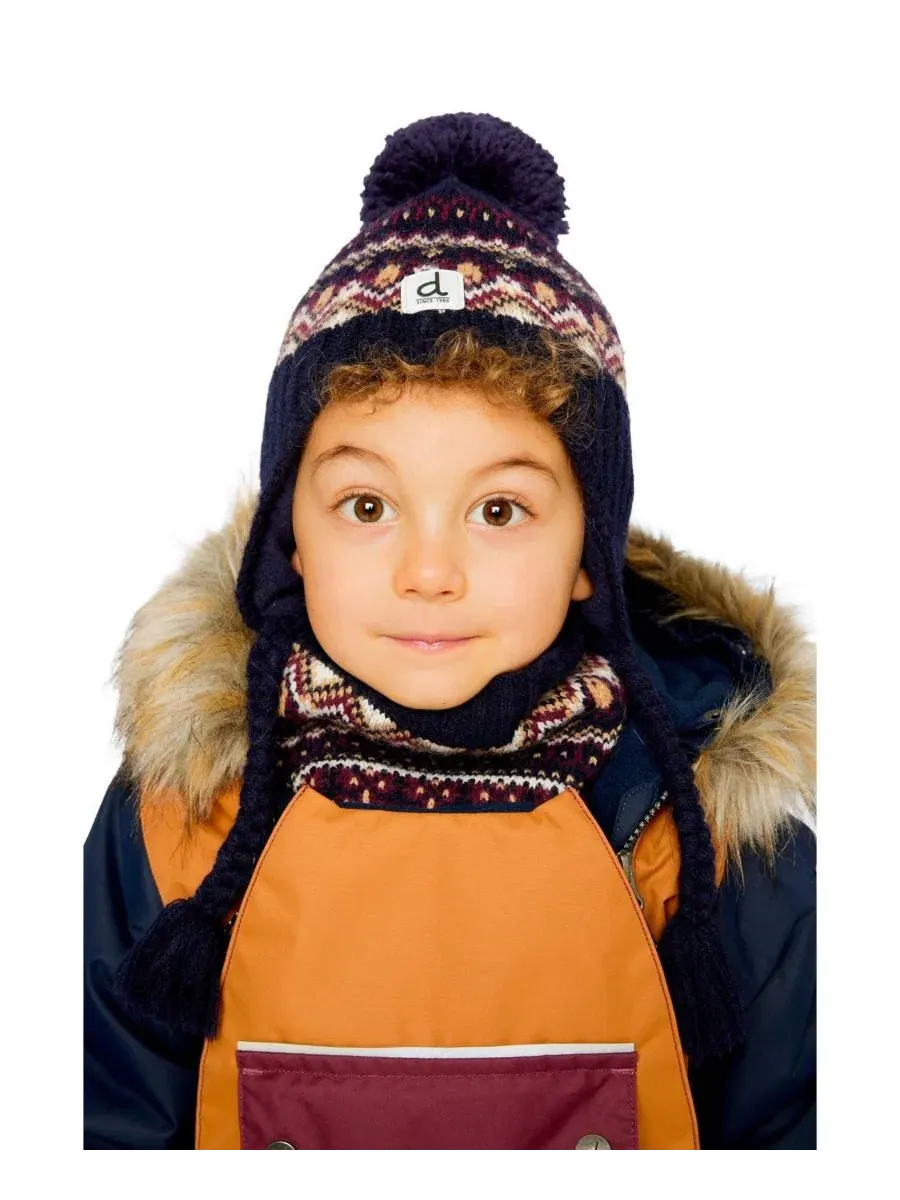 Детская зимняя шапка с помпоном и жаккардом Fair Isle, модель Winter Peruvian Knit Hat with Pompom — изображение 2 из 5