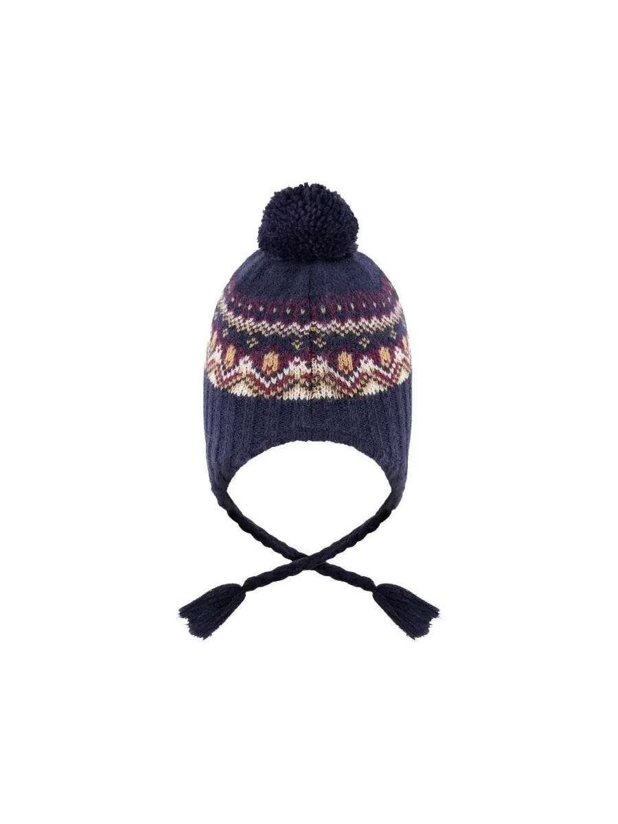Детская зимняя шапка с помпоном и жаккардом Fair Isle, модель Winter Peruvian Knit Hat with Pompom — изображение 3 из 5