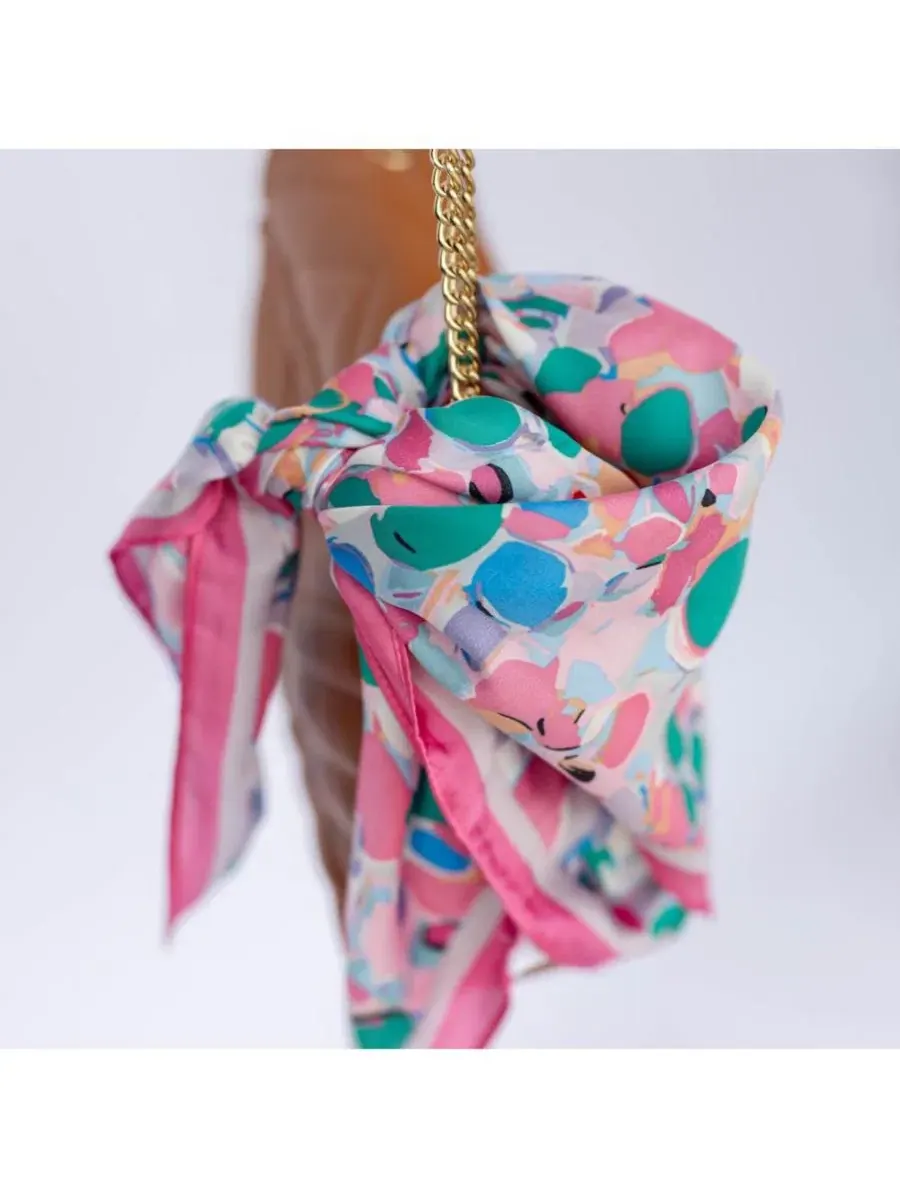 Шелковый платок с абстрактным флоральным принтом, модель Abstract Floral Headbands of Hope — изображение 8 из 11