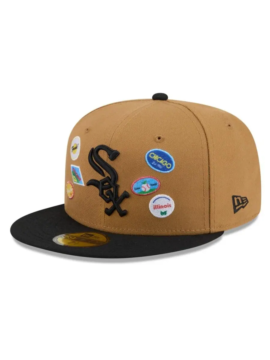 Кепка New Era с вышивкой и стикерами — изображение 4 из 5, бежевый