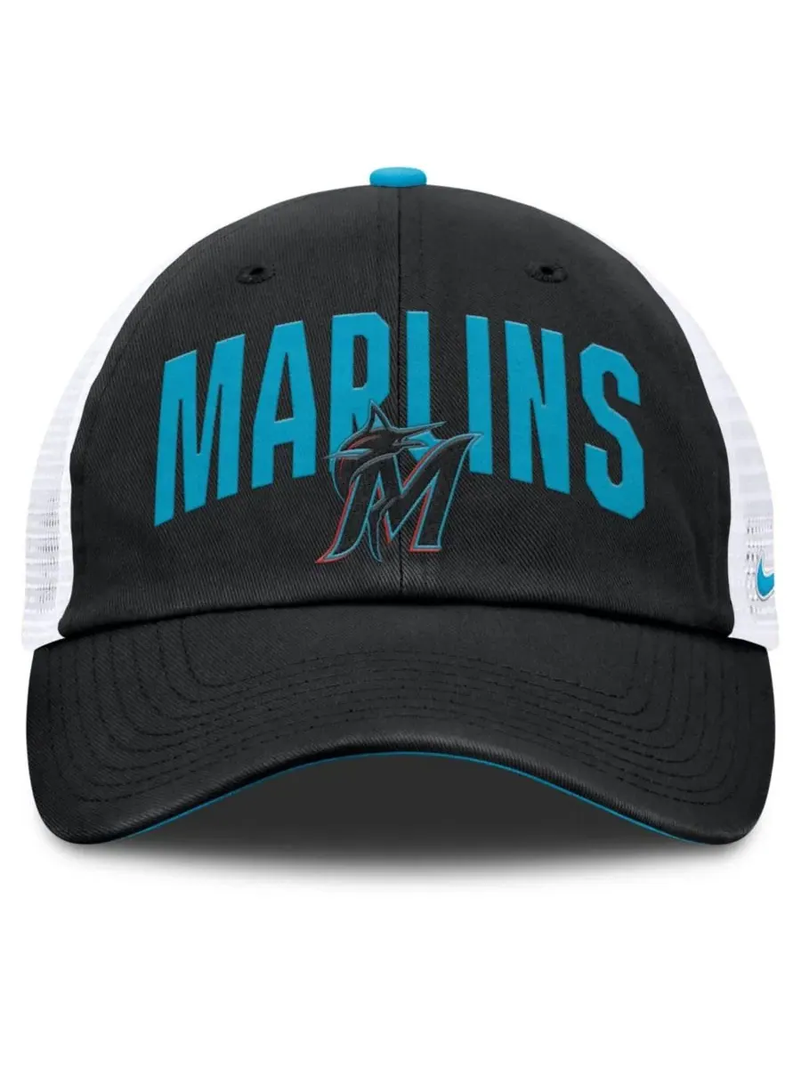 Бейсболка Nike с вышитым логотипом Miami Marlins — изображение 2 из 5, черный белый