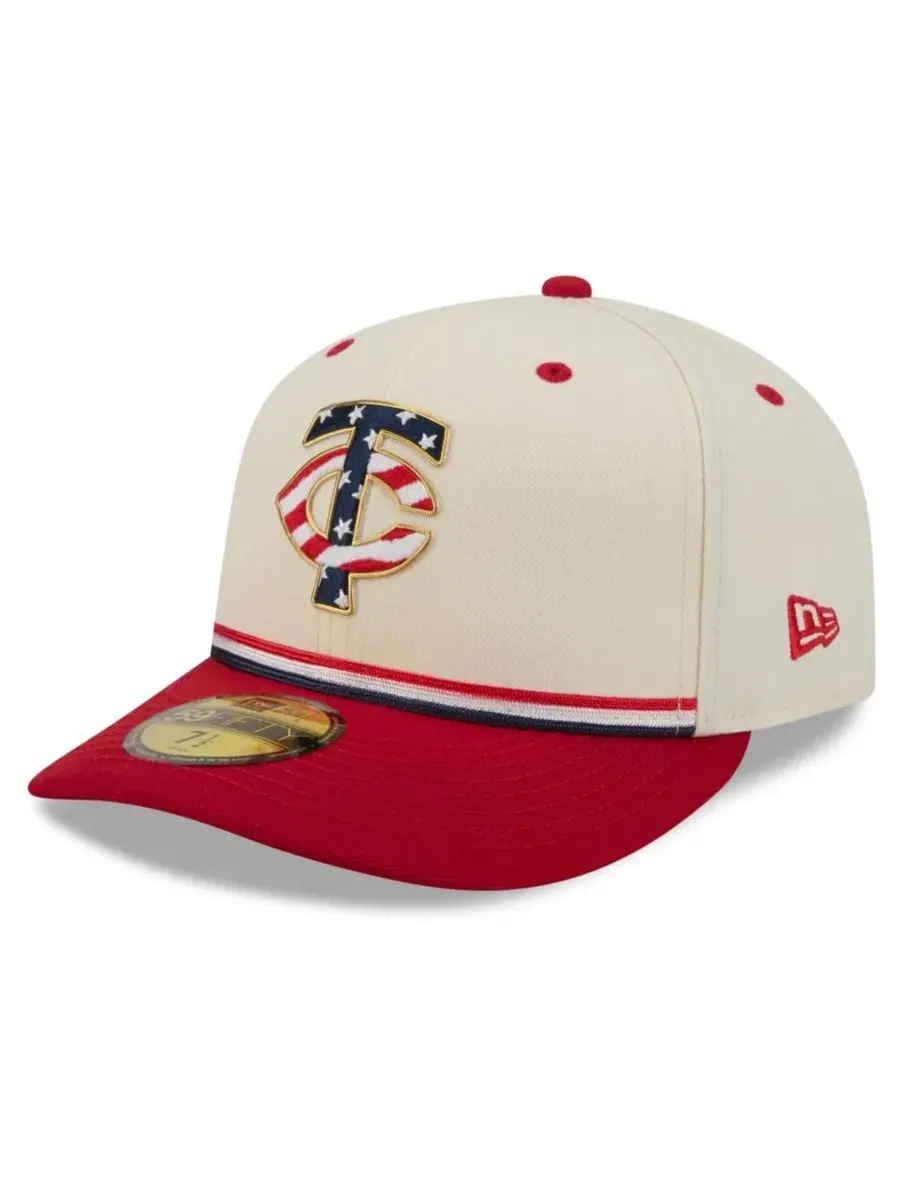 Кепка с козырьком 59FIFTY с вышивкой Minnesota Twins USA 250 New Era — изображение 4 из 5, кремовый красный