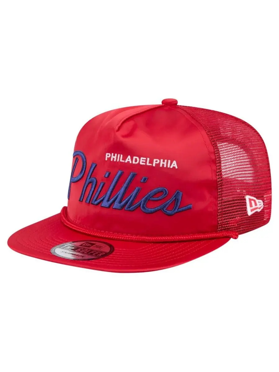 New Era Мужская красная ретро-кепка для гольфа Philadelphia Phillies с атласной надписью