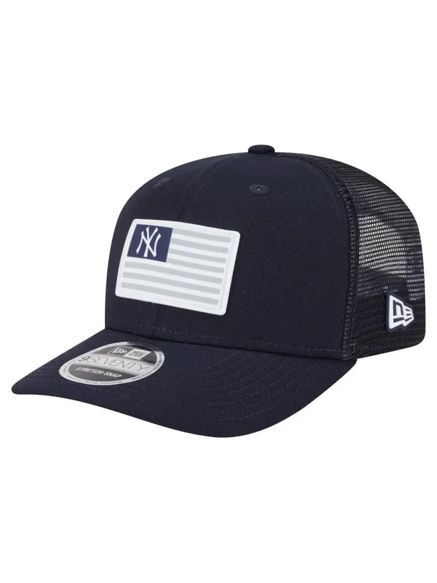 New Era Мужская темно-синяя кепка New York Yankees Flag 9SEVENTY с эластичными застежками