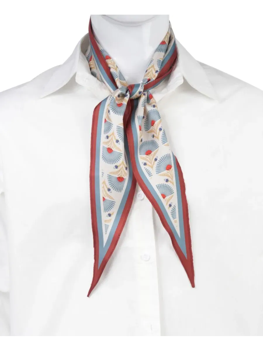 Шелковый шарф с геометрическим принтом, модель Geo-Print Diamond-Shape Scarf Bespoke Fashion — изображение 5 из 6, экру