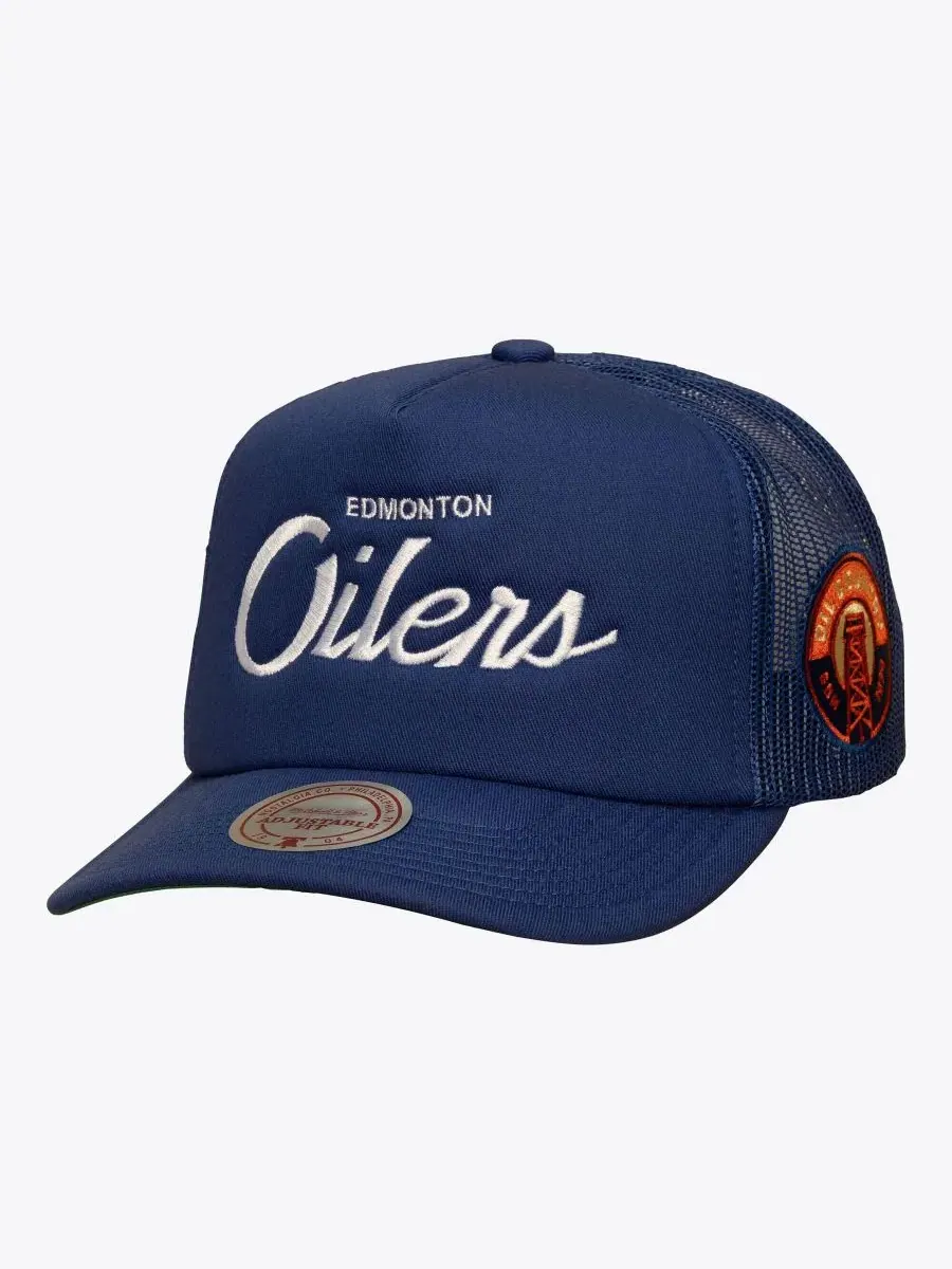 Кепка-тракер с козырьком Edmonton Oilers Mitchell & Ness