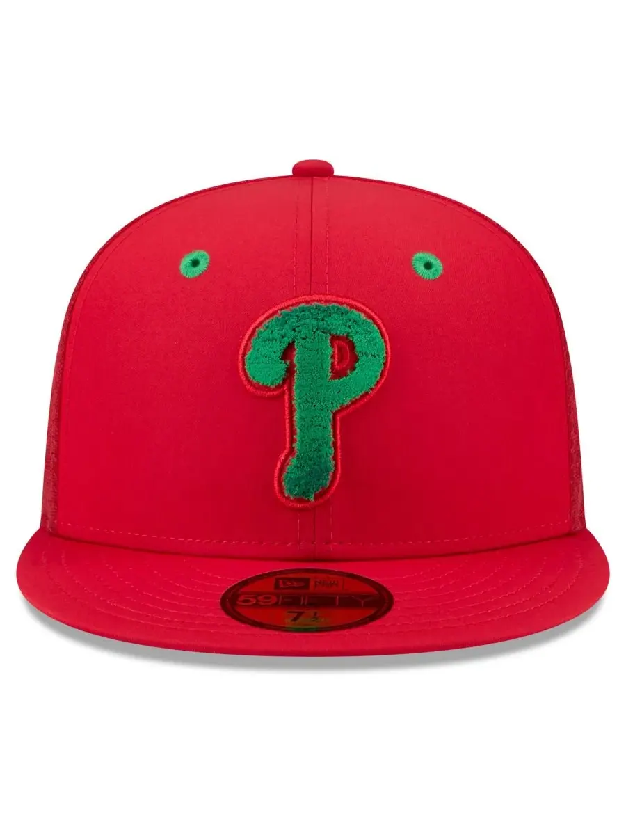 Кепка 59FIFTY с вышивкой логотипа Philadelphia Phillies New Era — изображение 2 из 5, красный