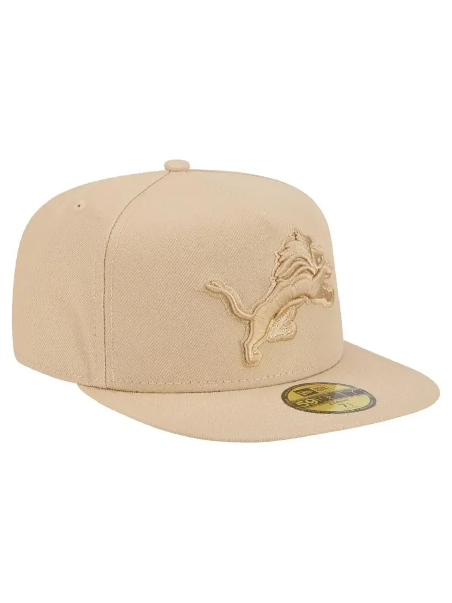 New Era Мужская светло-бежевая кепка Detroit Lions Color Pack A-Frame 59FIFTY Fitted Hat — изображение 3 из 4