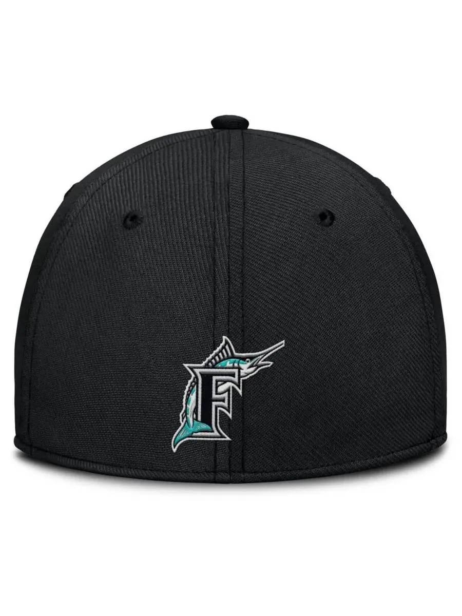 Nike Мужская серо-черная бейсболка Florida Marlins Rise Swoosh Performance Flex — изображение 4 из 4, серый черный