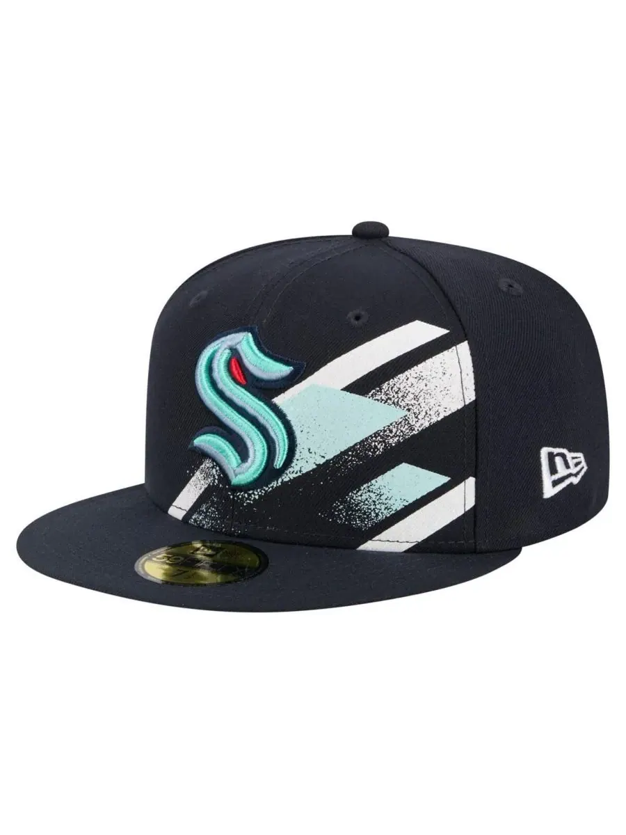 New Era Мужская кепка Seattle Kraken Faded Lines 59FIFTY глубокого синего цвета с принтом