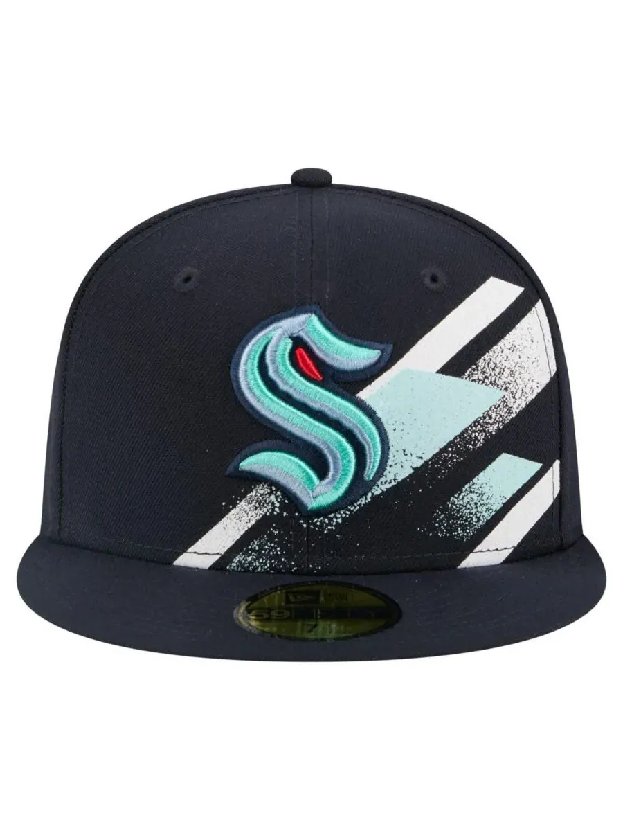 New Era Мужская кепка Seattle Kraken Faded Lines 59FIFTY глубокого синего цвета с принтом — изображение 2 из 5, темно-синий