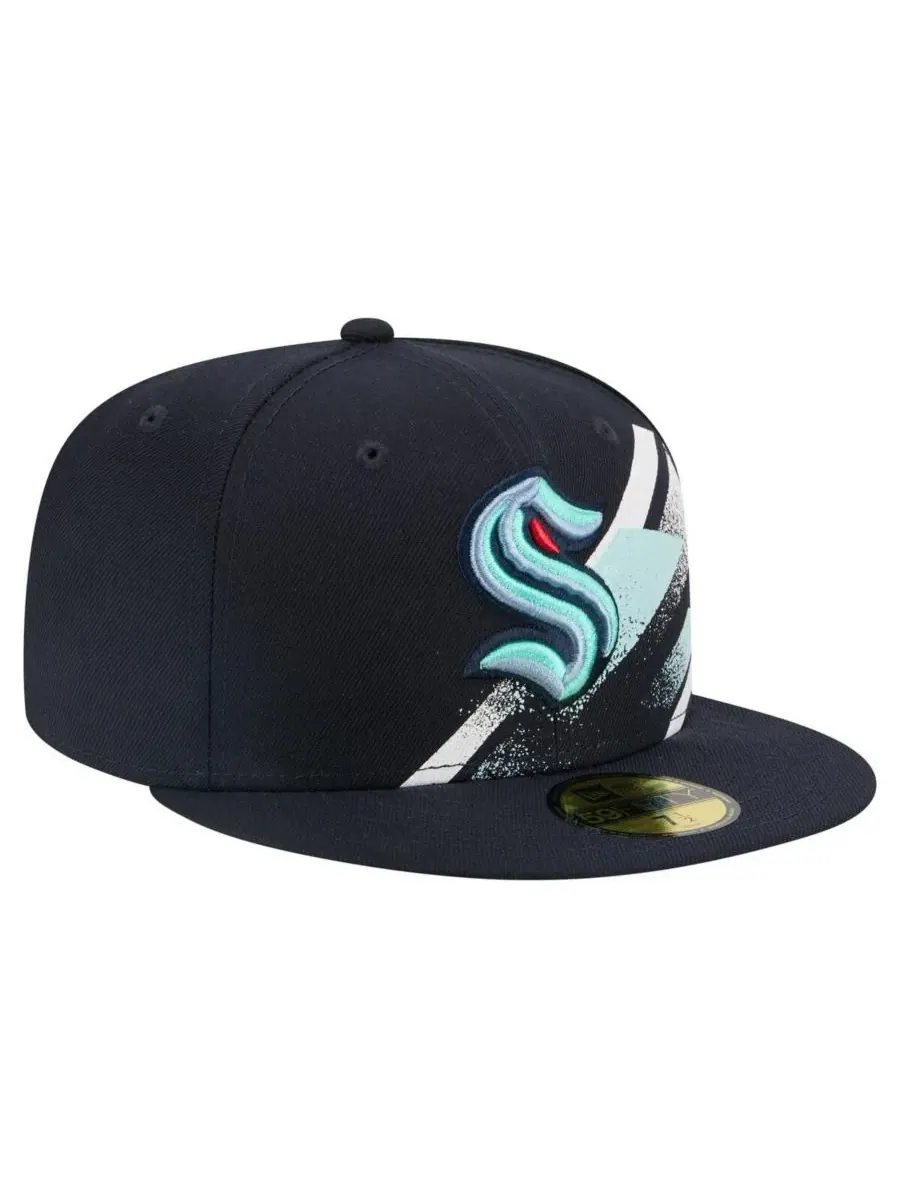 New Era Мужская кепка Seattle Kraken Faded Lines 59FIFTY глубокого синего цвета с принтом — изображение 3 из 5, темно-синий
