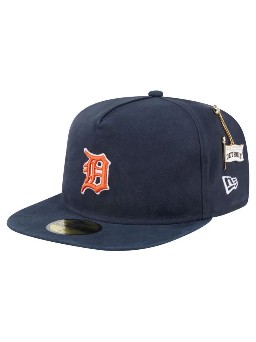 New Era Мужская черная бейсболка Detroit Tigers Championship Side Flag A-Frame 59FIFTY — изображение 3 из 4, черный
