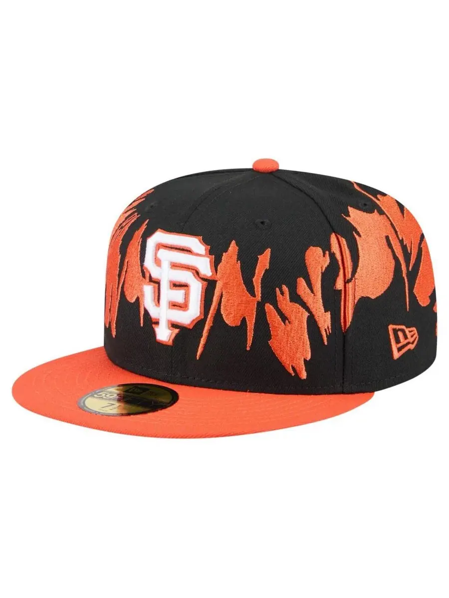 New Era Мужская кепка San Francisco Giants в стиле ретро, черно-оранжевая, модель 59FIFTY