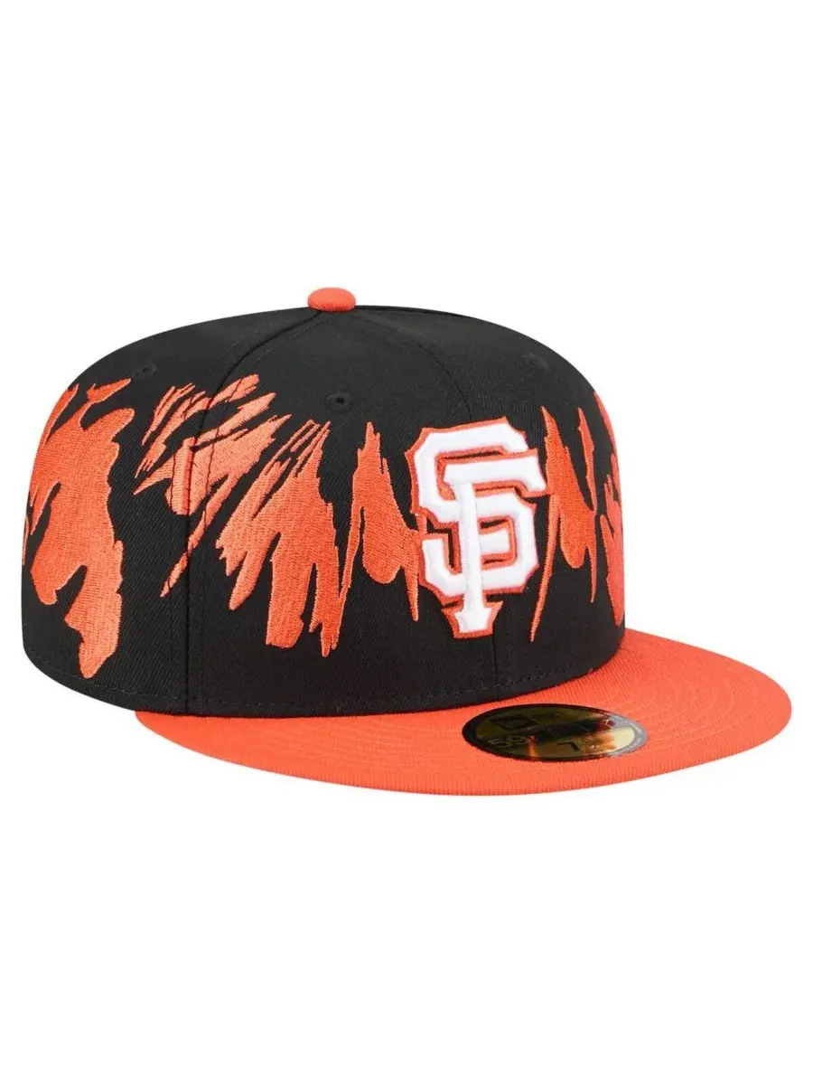 New Era Мужская кепка San Francisco Giants в стиле ретро, черно-оранжевая, модель 59FIFTY — изображение 3 из 4