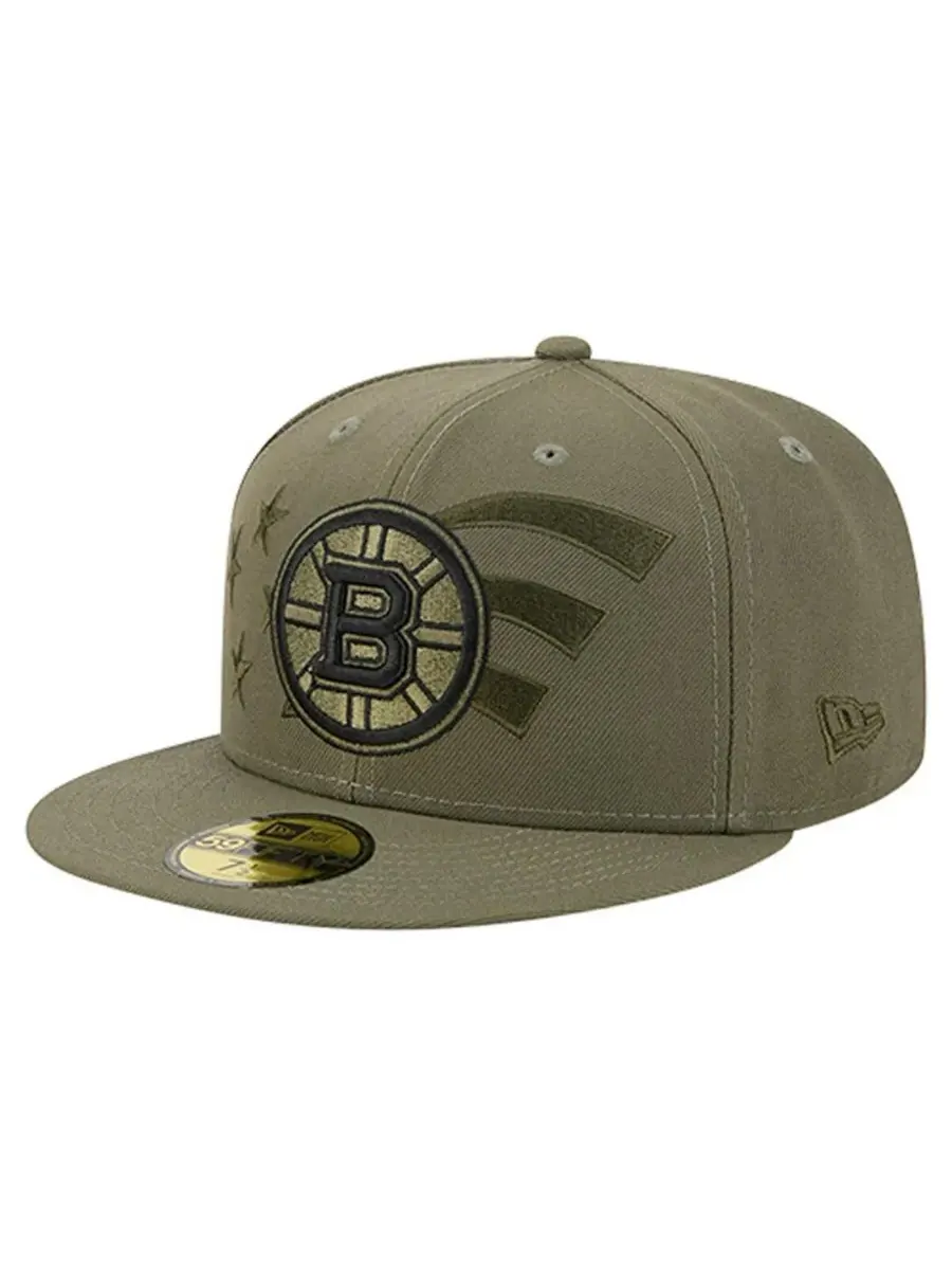 New Era Мужская кепка Boston Bruins цвета оливкового дерева с флагом в знак благодарности