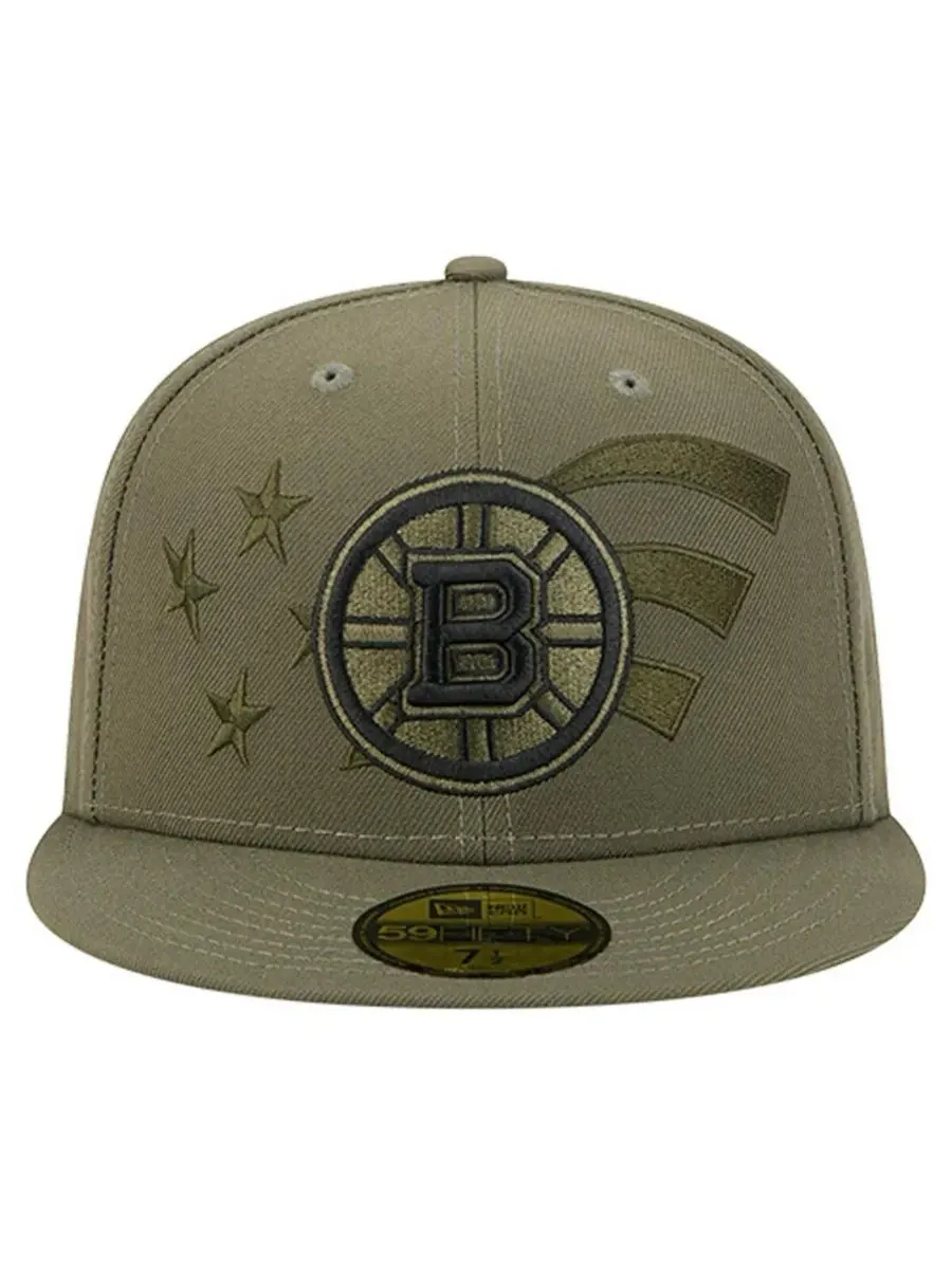 New Era Мужская кепка Boston Bruins цвета оливкового дерева с флагом в знак благодарности — изображение 2 из 4, оливковый