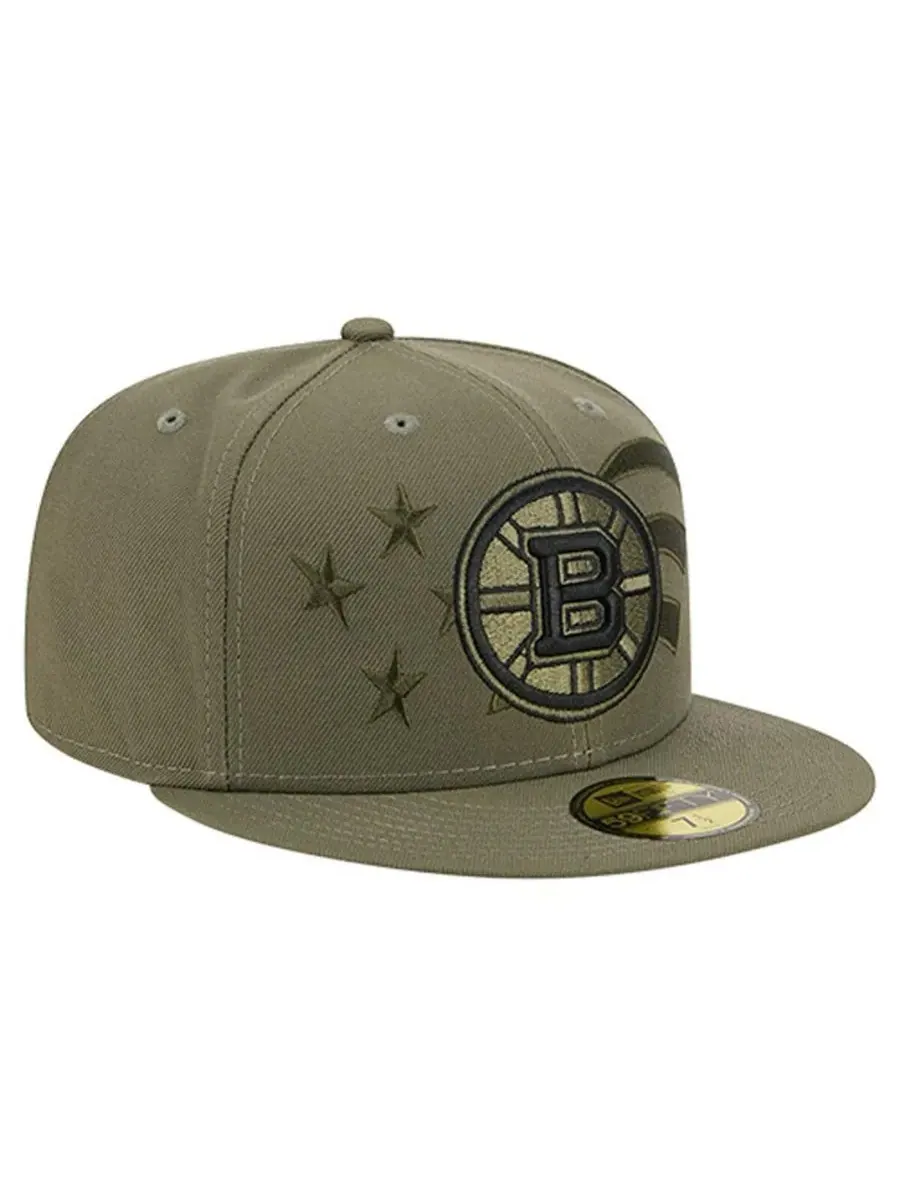 New Era Мужская кепка Boston Bruins цвета оливкового дерева с флагом в знак благодарности — изображение 3 из 4, оливковый