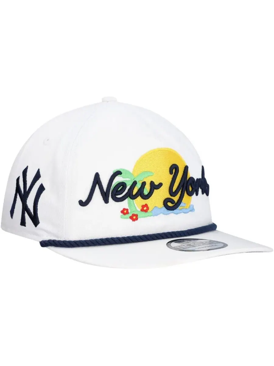 New Era Мужская белая регулируемая кепка для гольфа New York Yankees Paradise