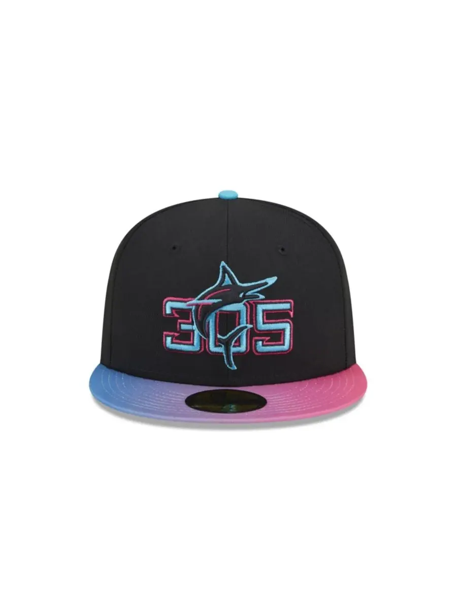 New Era Мужская черная кепка Miami Marlins 2025 City Connect 59FIFTY — изображение 2 из 6, черный