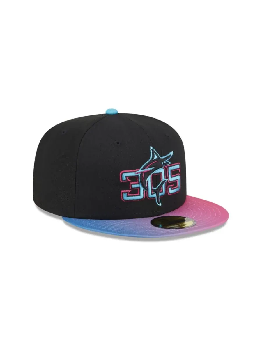 New Era Мужская черная кепка Miami Marlins 2025 City Connect 59FIFTY — изображение 3 из 6, черный