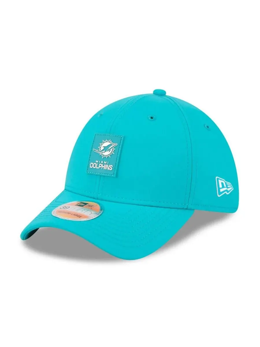 Мужская кепка Aqua Miami Dolphins 2025 Sideline 39THIRTY Flex Hat New Era