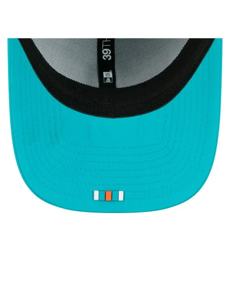 Мужская кепка Aqua Miami Dolphins 2025 Sideline 39THIRTY Flex Hat New Era — изображение 2 из 5, голубой