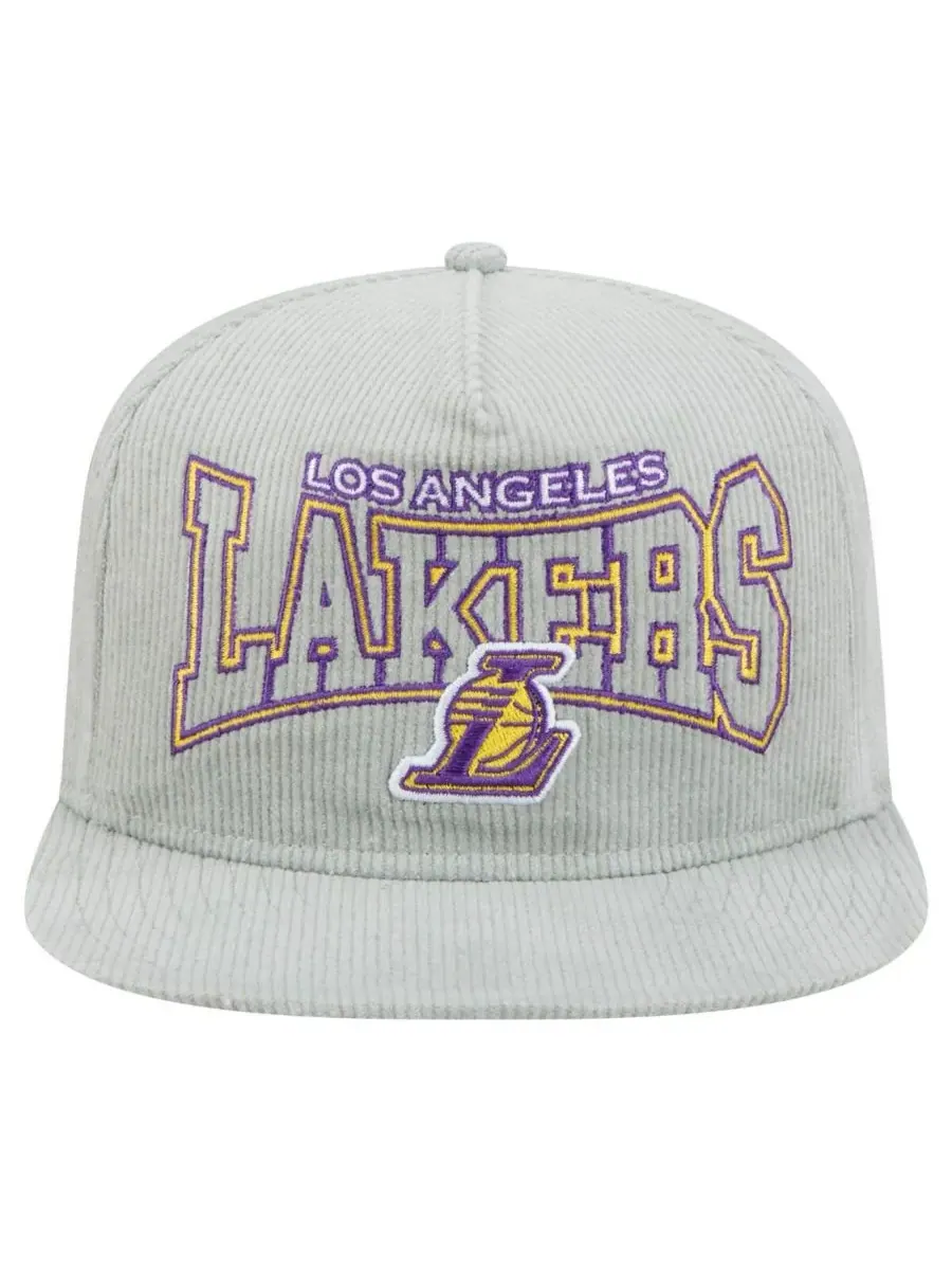 New Era Мужская серая вельветовая кепка-бейсболка Los Angeles Lakers в стиле ретро — изображение 5 из 5, серый