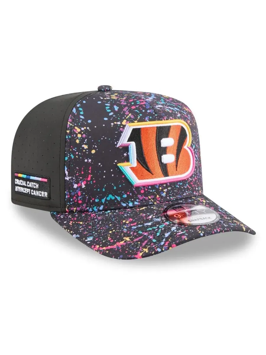 New Era Мужская черная бейсболка Cincinnati Bengals 2025 NFL Crucial Catch A-Frame 9FIFTY Snapback