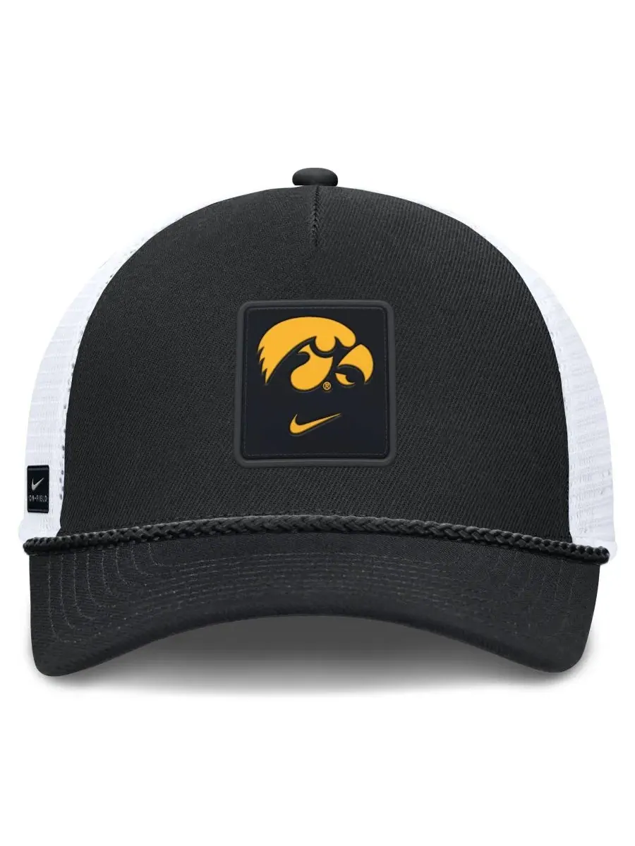 Бейсболка Nike Iowa Hawkeyes 2026 On-Field Gameday Rope Trucker — изображение 2 из 4, черный белый