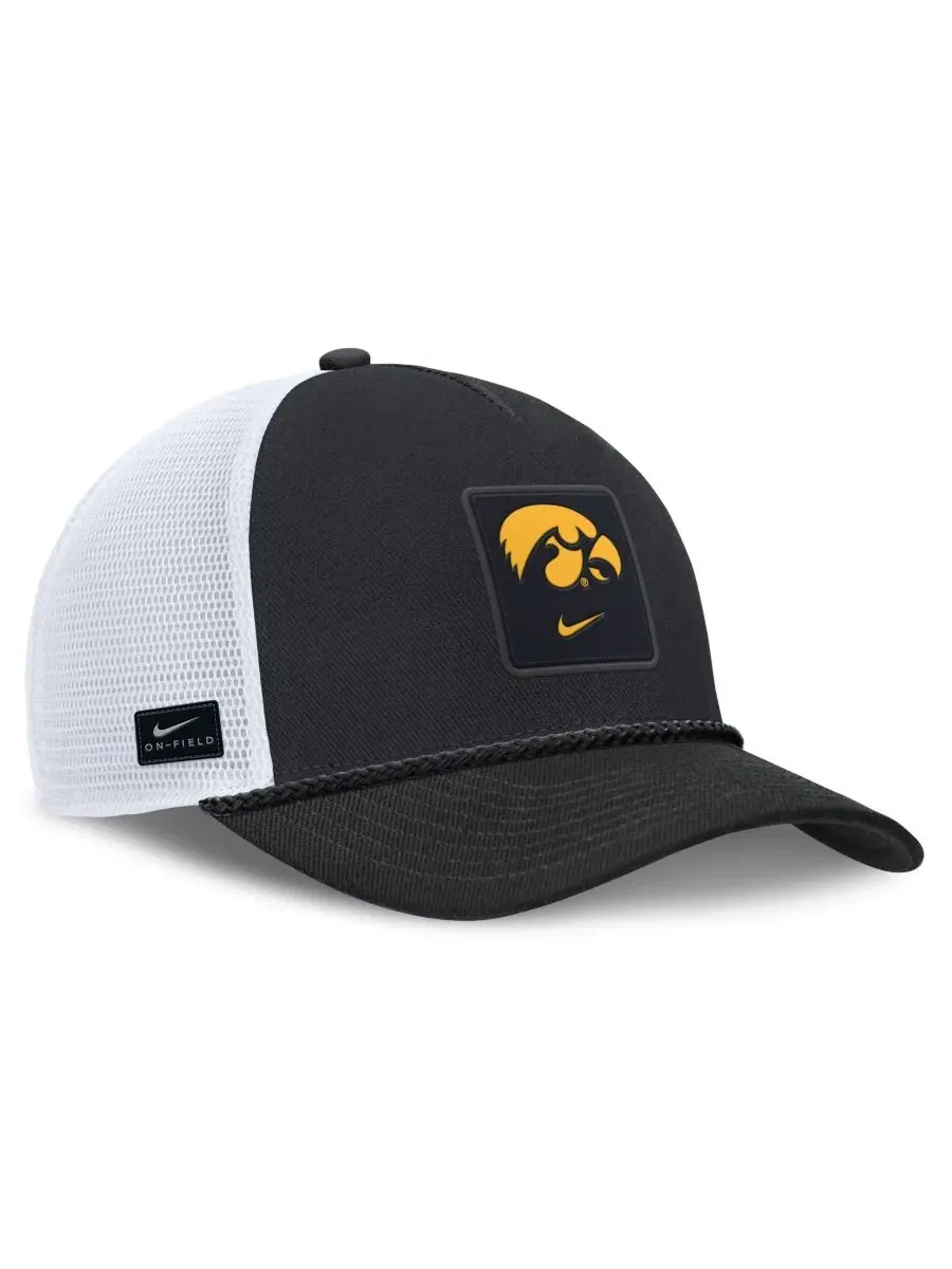 Бейсболка Nike Iowa Hawkeyes 2026 On-Field Gameday Rope Trucker — изображение 3 из 4, черный белый