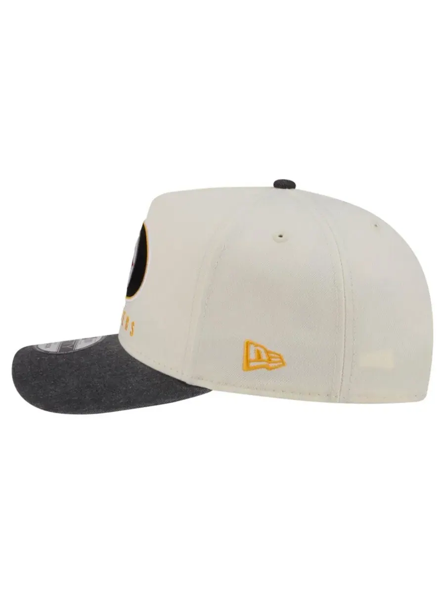 Кепка-снэпбек с вышивкой Pittsburgh Steelers, модель Washed A-Frame 9FIFTY New Era — изображение 6 из 7, кремовый черный