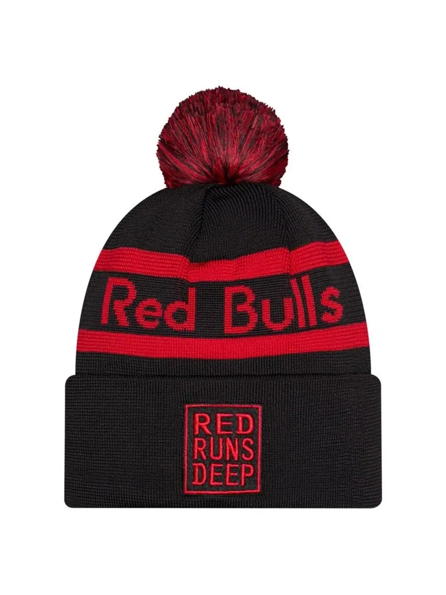 Вязаная шапка с отворотом и помпоном New York Red Bulls 2026 Jersey Hook New Era — изображение 2 из 3, черный