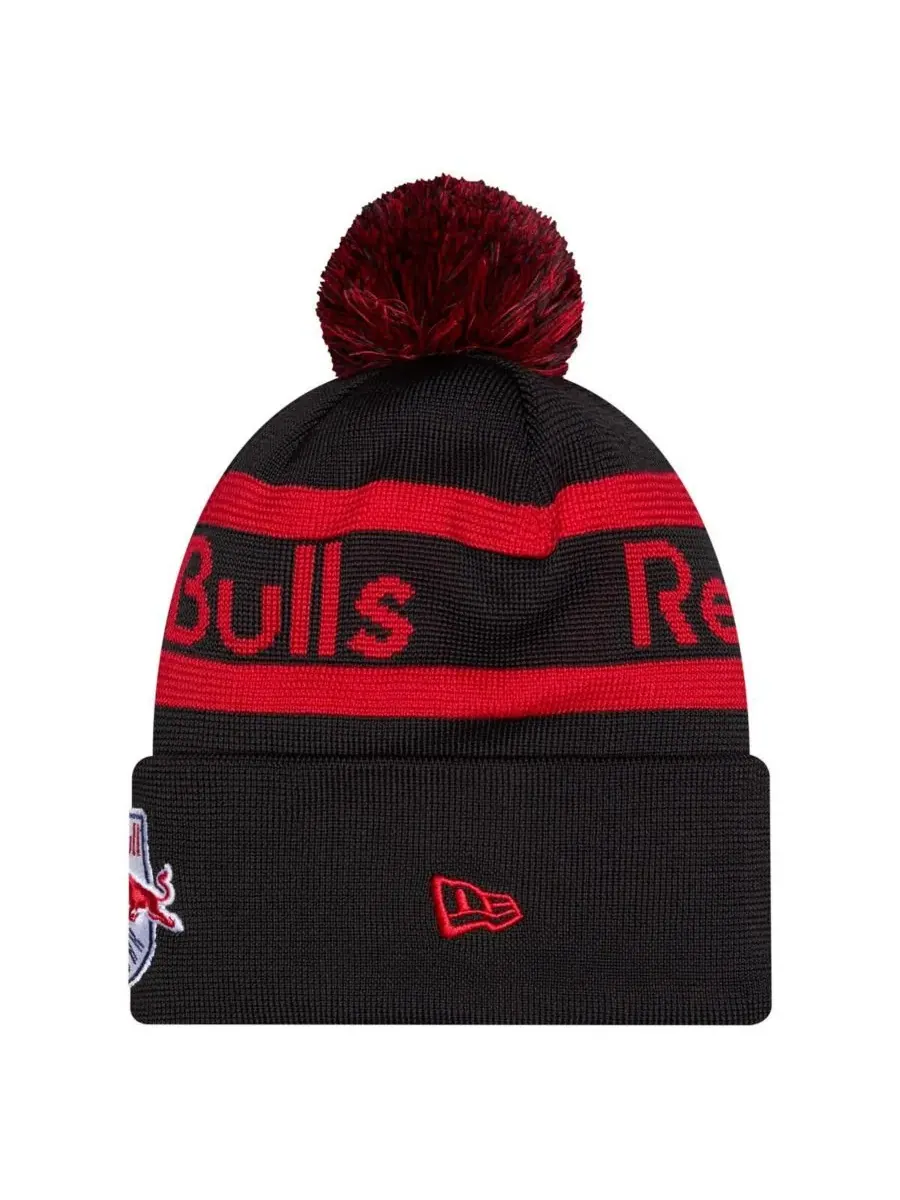 Вязаная шапка с отворотом и помпоном New York Red Bulls 2026 Jersey Hook New Era — изображение 3 из 3, черный