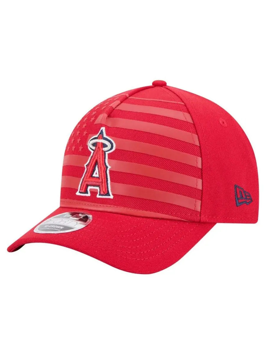 New Era Мужская красная кепка Los Angeles Angels с американским флагом, регулируемая, модель 9FORTY