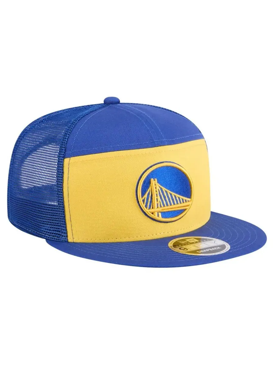 New Era Мужская бейсболка Golden State Warriors Outdoor Split Panel 9FIFTY Snapback — изображение 2 из 5, золотистый