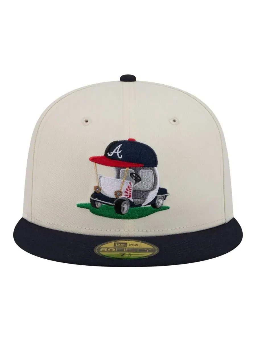 Бейсболка New Era Atlanta Braves Bullpen Cart 59FIFTY — изображение 2 из 5, кремовый темно-синий