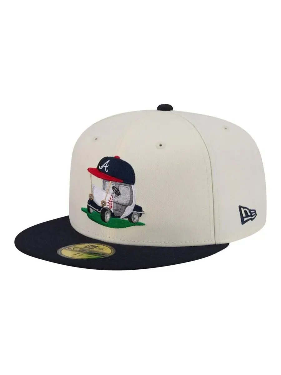 Бейсболка New Era Atlanta Braves Bullpen Cart 59FIFTY — изображение 3 из 5, кремовый темно-синий