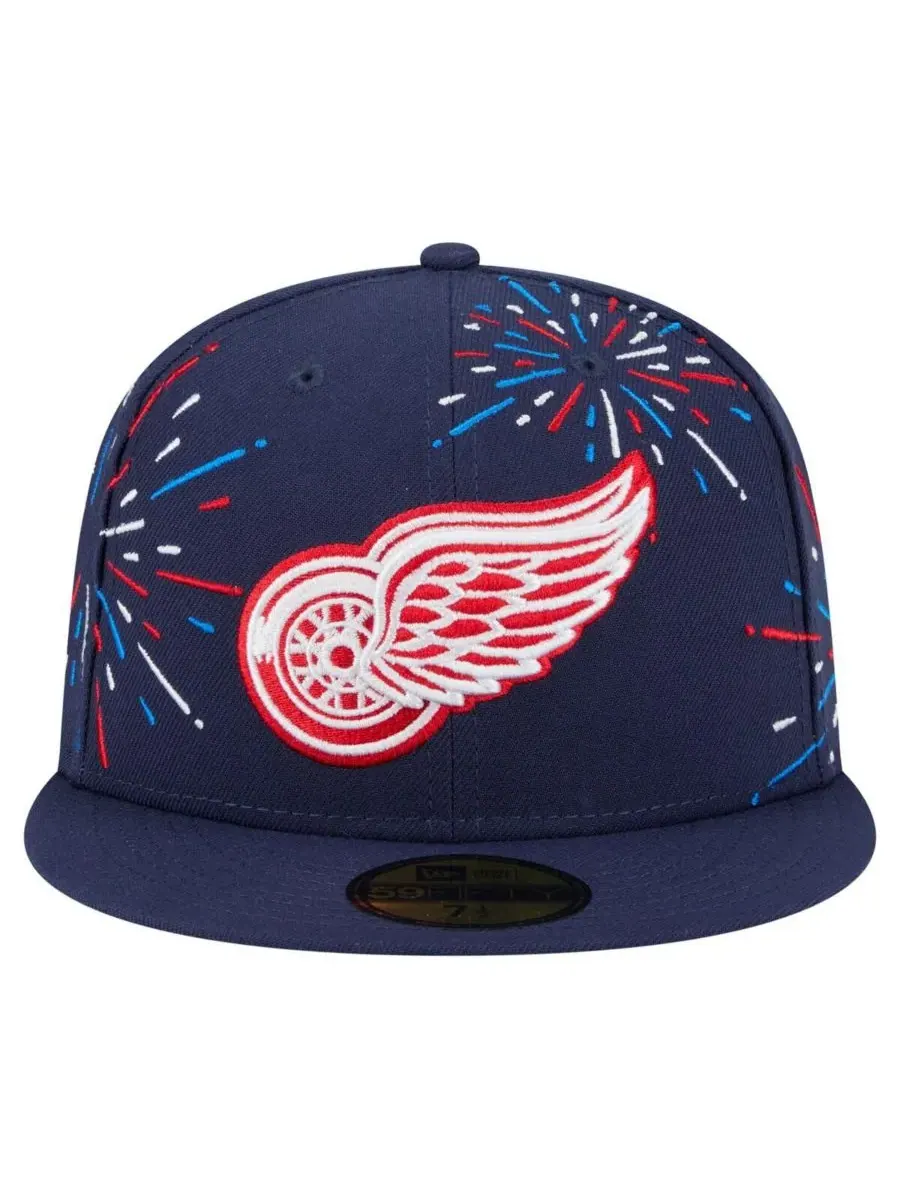 New Era Мужская темно-синяя бейсболка Detroit Red Wings Americana Fireworks 59FIFTY — изображение 2 из 4, темно-синий