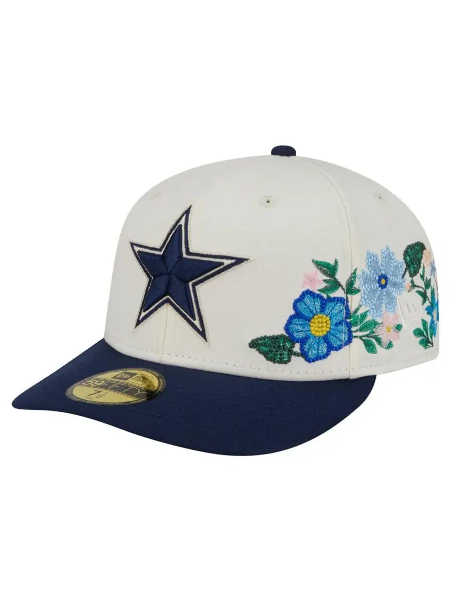 New Era Мужская кепка 59FIFTY кремового/темно-синего цвета с цветочным принтом в стиле команды
