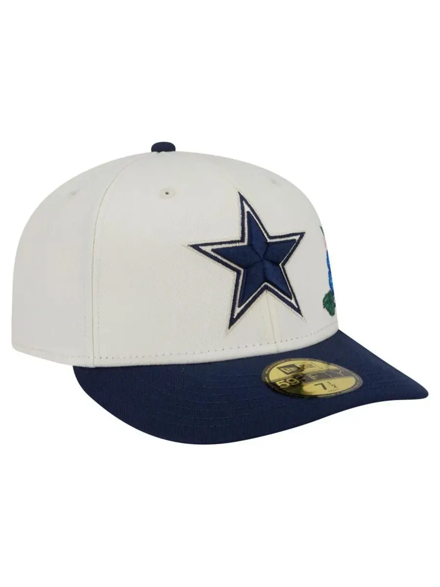 New Era Мужская кепка 59FIFTY кремового/темно-синего цвета с цветочным принтом в стиле команды — изображение 3 из 4