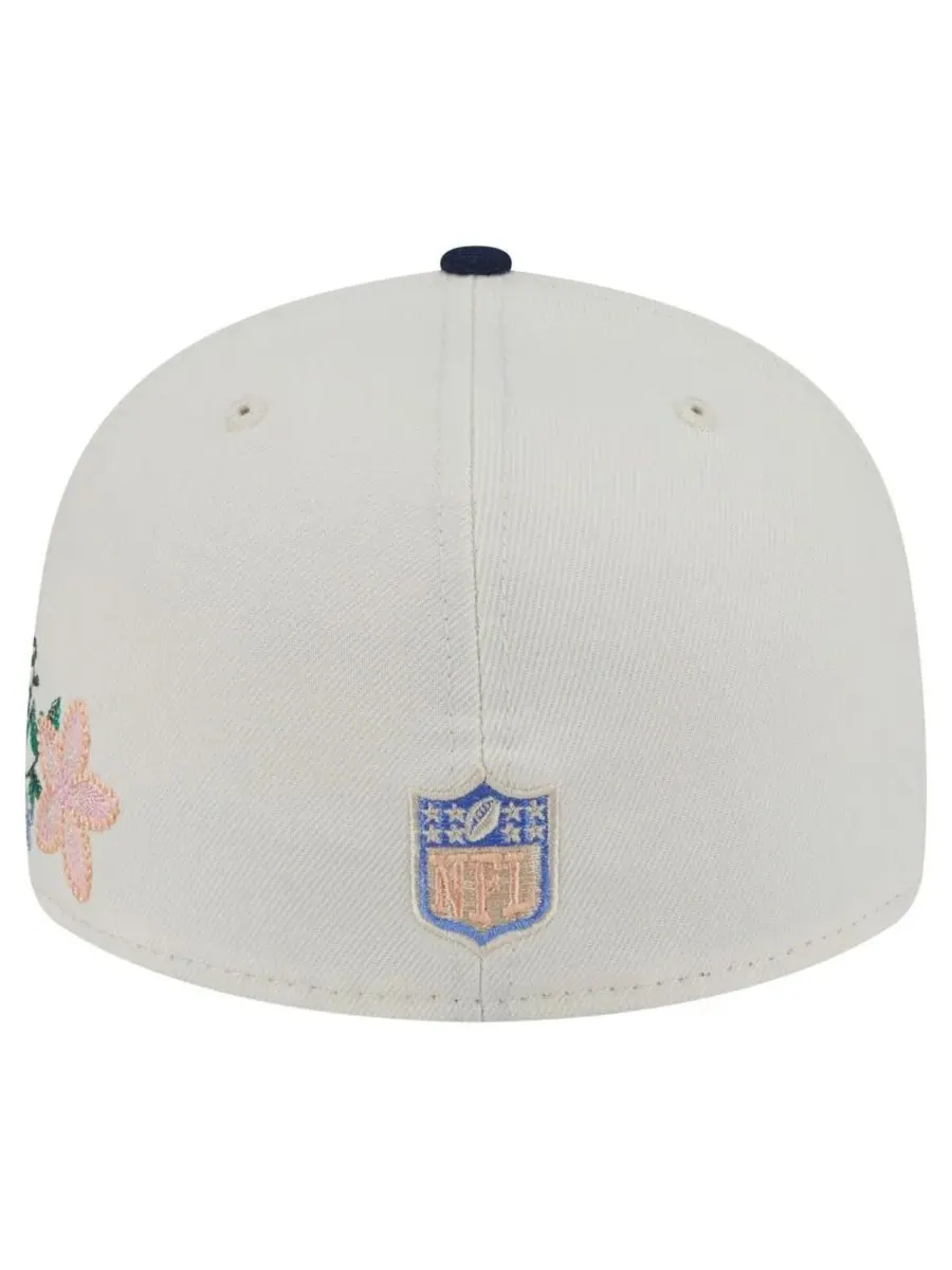New Era Мужская кепка 59FIFTY кремового/темно-синего цвета с цветочным принтом в стиле команды — изображение 4 из 4