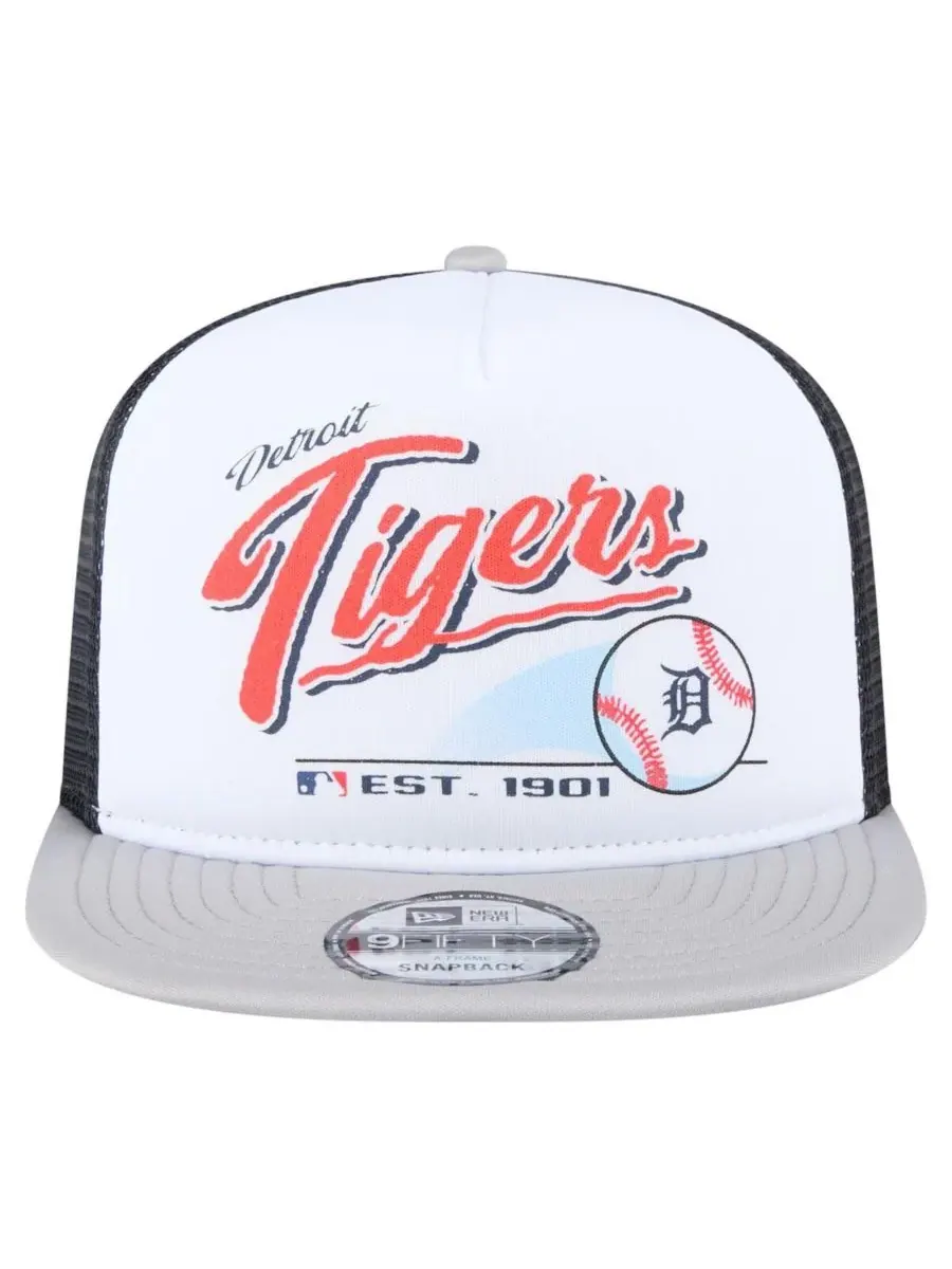 New Era Мужская белая/серая кепка-тракер Detroit Tigers Retro Script Trucker 9FIFTY Snapback — изображение 3 из 4