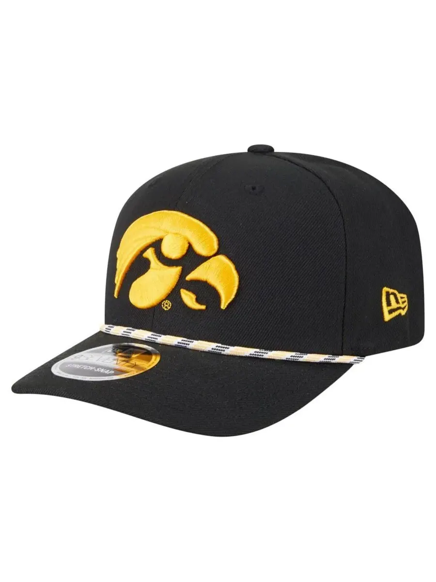 New Era Мужская черная кепка Iowa Hawkeyes Game Day Multi-Rope 9SEVENTY с эластичными застежками