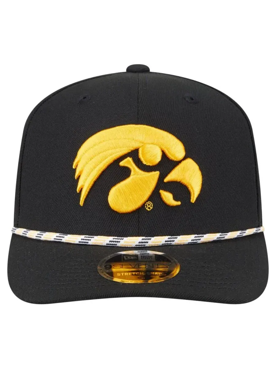 New Era Мужская черная кепка Iowa Hawkeyes Game Day Multi-Rope 9SEVENTY с эластичными застежками — изображение 2 из 5, черный
