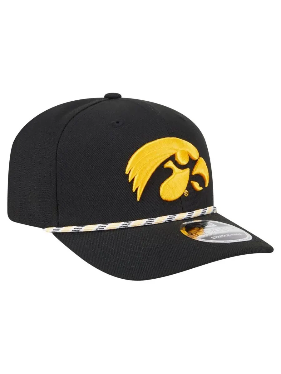 New Era Мужская черная кепка Iowa Hawkeyes Game Day Multi-Rope 9SEVENTY с эластичными застежками — изображение 3 из 5, черный